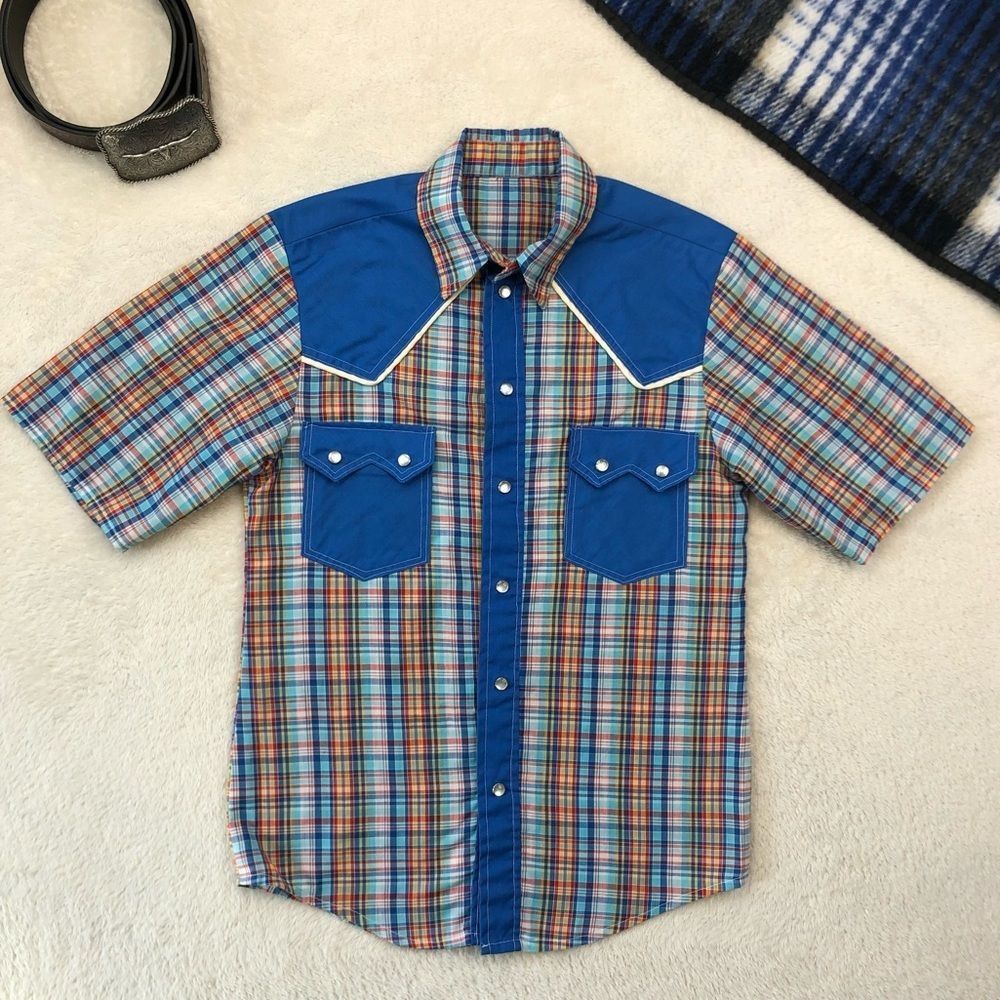 Vintage 50s/60s Handmade Kid's Western Snap Shirt sz M/L